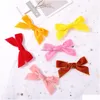 Hairpins 2Pcs/Set Solid Veet Hair Bows For Girls Clips Baby Boutique Hairpin Handmade Barrettes Headwear Kids Accessories Dr Dhgarden Otkqt