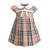 Baby Girls Dress Kids Designer Clothing Lapel College Wind Bowknot Short Sleeve Pleated Polo Shirt Skirt Children Casual Kids Clothes 666