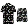 Homens Tracksuits Goth Vampire Bat Homens Conjuntos Branco Animal Casual Shorts Verão Moda Praia Camisa Definir Manga Curta Gráfico Oversize Terno Presente