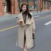 Women's Trench Coats Winter Coat For Women High Quality Rhombic Lattice Oversized Thick Parkas Cotton Jackets Long Female Padded Overcoat