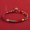 Bracelets de charme Bracelet tibétain fait à la main Fil coloré Bracelets de corde porte-bonheur pour femmes hommes noeuds rouge