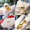 Parasol projektant mody parasol luksusowy złoty róra rączka biały parasol z pudełkiem Drop dostaw