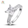 PEACOCK STAR 925 Sterling Silver Wedding Anniversary Engagement Ring 1 5 CT Princess Cut Smycken CFR8009 Y0723308U