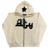 Men's Jackets 4tune Star Korea Style Metal Full Zipper Winter Thicken Jacket Top Coat Men Hiphop Gothic Harajuku Y2k Kawaii Hoodie