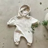 Pullover Baby Pocket Hooded Zip Up Jumpsuit Born Clothes Boy Comfy Romper With Zip Girls Climbing 231027