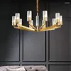 Pendant Lamps American Copper Glass Crystal Chandelier Modern Simple Bedroom Living Room Light Luxury Individual Bar Restaurant Dining