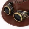 Bérets Punk Style Pu Cowboy Chapeau pour adulte grand bord décontracté à l'épreuve avec lunettes de décorchin sangle