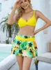 Costume da bagno da donna dimagrante Veach Piscina con supporto rigido Costume da bagno sexy a vita alta con gonna stile bikini Set da tre pezzi