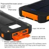 Solar Power Bank Impermeabile 20000mAh Caricatore solare Porte USB Caricatore esterno Powerbank per smartphone Xiaomi con luce LED