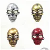 Máscaras de festa Halloween Adts Skl Máscara Plástico Fantasma Horror Gold Sier Face Uni Masquerade Prop DBC Drop Delivery Home Garden Festivo Supp Dhxfc