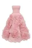 Casual Dresses Dramatically Light Pink Flowered Tulle Ankle Length Wine Red Strapless Corset A-line Women Maxi Bridal Dress