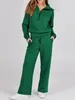 Running Sets Fashion Women 2 Piece Outfits Sweatsuit Set 2023 Fall Oversized Half Zip Sweatshirt Wide Leg Sweatpant Lounge Tracksuit