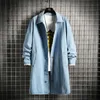 Miscele uomo Primavera e autunno Stile coreano Giacche di jeans monopetto Uomo Trench solido Casual Cappotto lungo Jean Uomo 231026