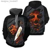 Herrtröjor tröjor halloween michael myers 3d tryckta hoodies unisex tröjor roliga hund hoodie casual street tracksuit l231027