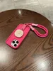 Obudowy telefonu komórkowego Śliczny koreański stojak zegarek przenośny pasek z różą czerwony prosta obudowa odpowiednia dla iPhone'a 15 14 13 11 Pro Maksymalna odporność na miękką pokrywę Fundda 231026