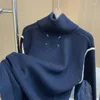 Pulls pour hommes automne hiver pull col haut fermeture éclair robuste autocollant de lavage pull pour hommes et femmes