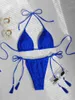 Damen-Badebekleidung, Badeanzug mit Blattmuster für Frauen, 2-teiliger Bikini, niedrige Taille, Tanga, sexy V-Ausschnitt, Hosenträger, rückenfrei, Sommer-Strand-Badeanzug