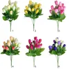 Fiori decorativi 1 pezzo di tulipano artificiale a 15 teste con stelo flessibile, fiore, festa di nozze, ornamenti finti, decorazione per la casa