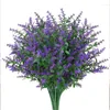 Flores decorativas artificiais de lavanda, plantas falsas, decoração de jardim doméstico, flor de plástico, uso externo, bonito, interno