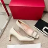 Topkwaliteit Klassieke Kristallen gesp zijde Vierkante tenen pumps hakken Stiletto Hoge hak sandalen dames 7 cm Luxe designer kledingschoenen feest Trouwschoenen Met doos