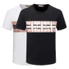 Fashion Designer Men's T-shirt Black and White Plaid Stripe Fashion Casual 100% Cotton Anti-wrinkle Slim Letter printing Larg275d