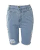 Jeans para mujer 2023 Primavera Casual Azul Ripped Street Moda Alta Cintura Slim Denim Shorts para mujeres