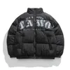 Homens para baixo parkas homens hip hop oversize acolchoado bombardeiro casaco streetwear graffiti parka algodão harajuku inverno outwear 231026