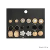 Orecchini a bottone 9 paia Mix nero rotondo per donna Set di orecchini di fidanzamento per matrimonio con gioielleria raffinata a forma di fiore