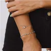 Chaîne Mevecco Bracelet plaqué or 18 carats fait à la main mignon satellite taille diamant ovale et corde perlée ronde exquise pour livraison directe Je Otird