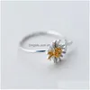 Bandringar Daisy Flower Elegant öppningsringar Kvinnor Justerbart bröllopsfest engagemang Finger Statement smycken gåva Drop D Dhgarden Otcho