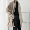 Men Blends Oversized Retro Black Men Trench Coats Homme Casual Overcoat Elegant Coat Male Tunic Buttom Windbreaker Clothes Jacket For 231026