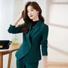Calças femininas de duas peças formais elegantes blazers femininos para mulheres negócios escritório trabalho wear profissional senhoras conjunto