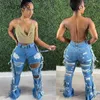 Damesjeans uitgehold gescheurd voor dames sexy gat kwastjes denim broek zak flare bell bottom broek streetwear