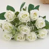 Декоративные цветы 10 головок Искусственный букет роз, как настоящая свадьба для невесты Цветочные свадьбы и события Украшение домашнего декора