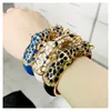 Bracciale KAYMEN Dichiarazione di moda Braccialetti con smalto animale Bracciale rigido placcato oro colorato doppio leopardo Bracciale per donna 231027