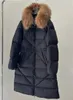 Veste femme hiver longues vestes vers le bas fourrure de raton laveur manteaux bouffants véritable col de cheveux de raton laveur chaud mode Parkas avec ceinture dame coton manteau vêtements d'extérieur grande poche