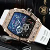 Barrel Shaped Diamond Cut Out Business Men's Calendar Quartz Watch