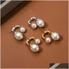 Stud Ins Wind Front And Rear Size Pearl Earrings S925 Sier Needle Trend All-Match Fashion 18K Gold Womens Jewelry Gift Accessories Dro Dhunq