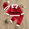Комплекты одежды для малышей от 0 до 4 лет, костюмы Санта-Клауса, осенне-зимние рождественские костюмы, топы с длинными рукавами для мальчиков и девочек, брюки, шляпа, бархатные наряды 231027