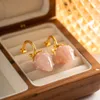 Orecchini pendenti in oro 18 carati placcati in rame con orecchini di cristallo rosa dolce da ragazza vintage