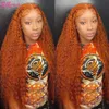 Synthetic Wigs Orange Ginger Human Hair Deep Wave 13x6 Hd Lace Frontal Wig 13x4 Water Front Colored Curly For Black Women 231027