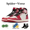 Spider-Verse Satin Bred Chicago Lost를 통해 Jumpman 1 High 1s Spider-Man은 UNC Toe Royal Reimagined Lucky Green Eastside Golf Polf Palomino Basketball Shoes를 발견했습니다.