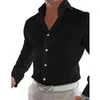 Camisas masculinas camisa festa poliéster regular fino ajuste sólido botão para baixo casual causal confortável férias diárias