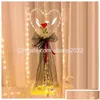 Party Decoration Led Bobo Balloon Flashing Light Heart Shaped Rose Flower Ball Transparent Valentines Day Gift Drop Delivery Dhcbj H Dhvhj