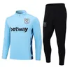 2023/2024 West Hammers Herren- und Kinder-Fußballjacke Half Pulled Union Langarm-Fußball-Fußball-Jogging-Set