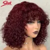 Synthetic Wigs Short Pixie Bob Cut Human Hair With Bangs Jerry Curly Non lace front Wig Highlight Honey Blonde Colored For Women 231027