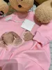 Luxury high quality hoodie for baby lovely pink kids sweater Size 100-150 Doll Bear Print Pure white children pullover Oct25