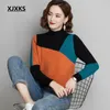 Women's Sweaters XJXKS Fashion Geometric Pattern Turtleneck Sweater Autumn And Winter Latest Warm Wool Knitted Pullover 231026