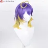 キャットスーツの衣装lluna aster arcadia cosplay vtuber nijisanji idol 42cm with yellow braids耐熱合成髪のかつら +かつらキャップ