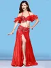 Stage Wear Adult Women Dancewear Spring Summer Belly Dance Bra Beaded Embroidery Performance Costume Set Female Rave Outfits